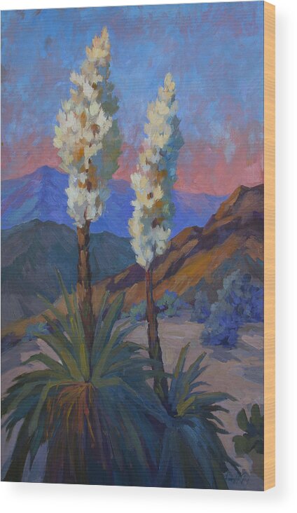 Casa Tecate Wood Print featuring the painting Casa Tecate Yuccas by Diane McClary