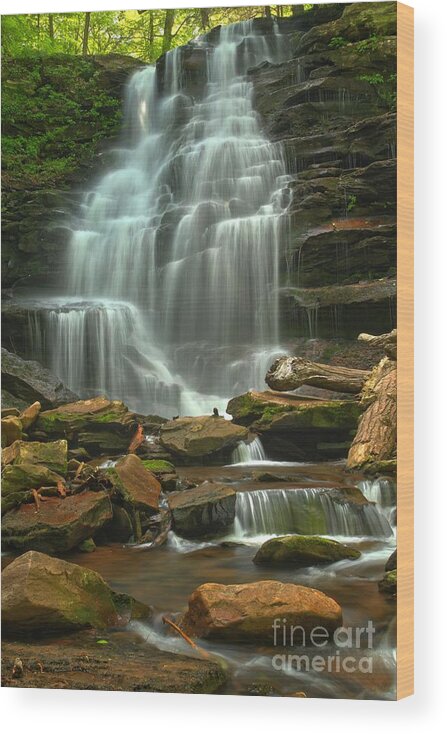 Ricketts Glen Waterfalls Wood Print featuring the photograph Cascading Through Ricketts Glen by Adam Jewell
