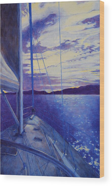 Boat Wood Print featuring the painting Catalina by Andrew Danielsen