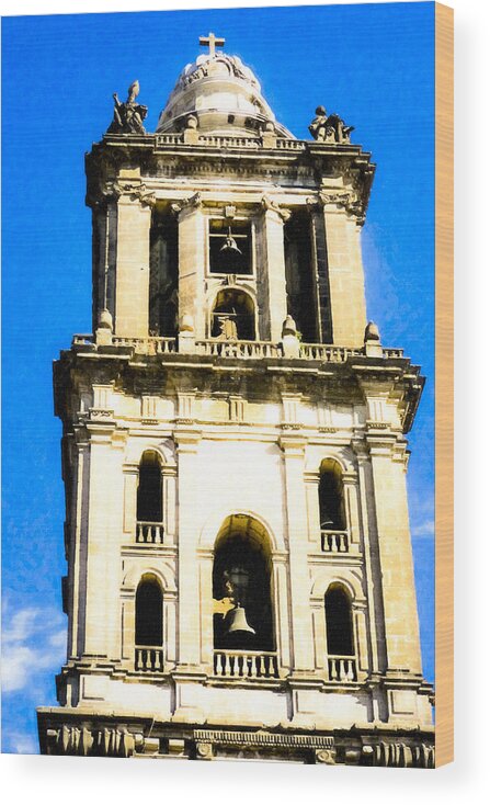 Mexico Wood Print featuring the photograph Cathedral Bell Tower - Mexico City Architecture by Mark Tisdale