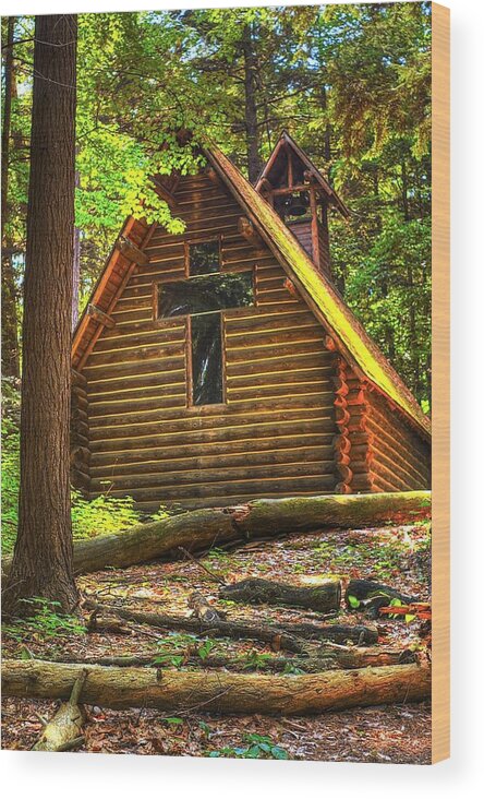 Chapel Wood Print featuring the photograph Chapel in the Pines by Randy Pollard