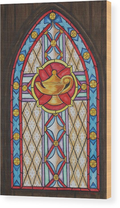 Church Wood Print featuring the painting Chapel Window by Jill Ciccone Pike