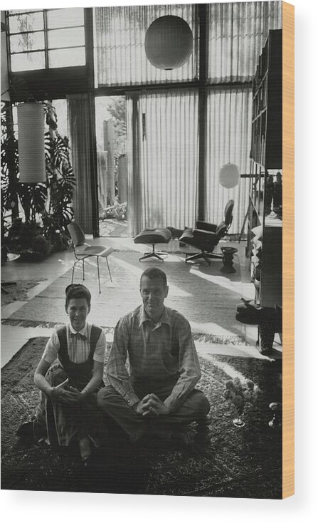 Interior Wood Print featuring the photograph Charles Eames And Ray Eames by John Bryson