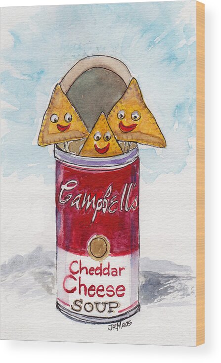 Campbell's Soup Can Wood Print featuring the painting Kinda Cheesy by Julie Maas