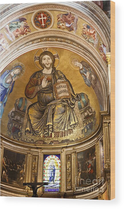 Christ In Majesty Wood Print featuring the photograph Christ in Majesty Pisa duomo by Liz Leyden