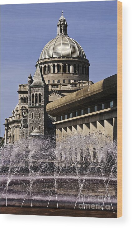 Christian Science Wood Print featuring the photograph Christian Science Center Boston by Phil Cardamone