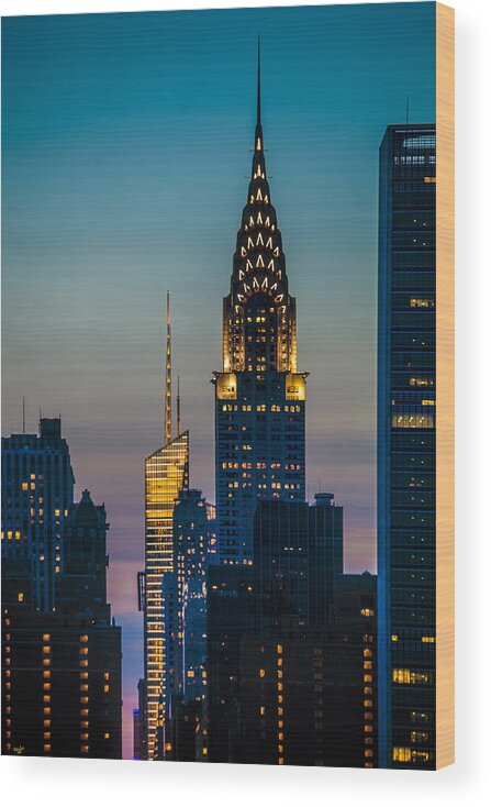 Forty Second Street Wood Print featuring the photograph Chrysler Building At Sunset by Chris Lord