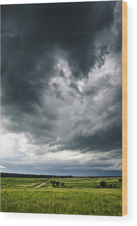 Storm Wood Print featuring the photograph Circling Clouds by Eric Benjamin