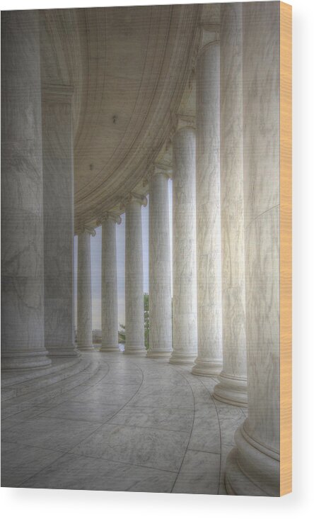 Sold Wood Print featuring the photograph Circular Colonnade of the Thomas Jefferson Memorial by Shelley Neff