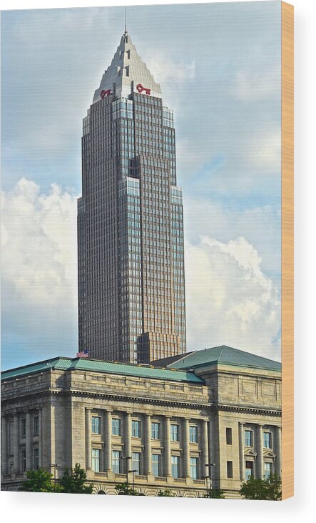 Cleveland Wood Print featuring the photograph Cleveland Key Bank Building by Frozen in Time Fine Art Photography