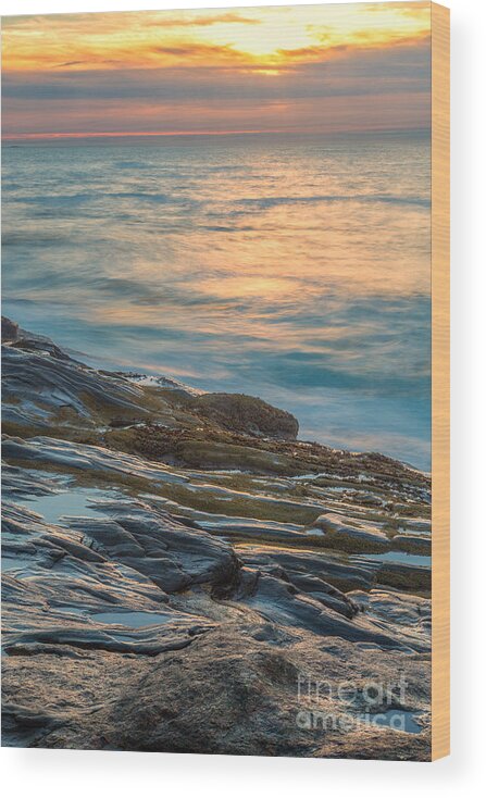 Maine Wood Print featuring the photograph Coast at sunrise by Izet Kapetanovic
