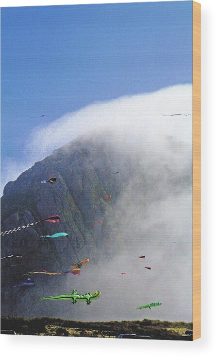 Half Moon Bay Wood Print featuring the digital art Coastal Kites by Joseph Coulombe