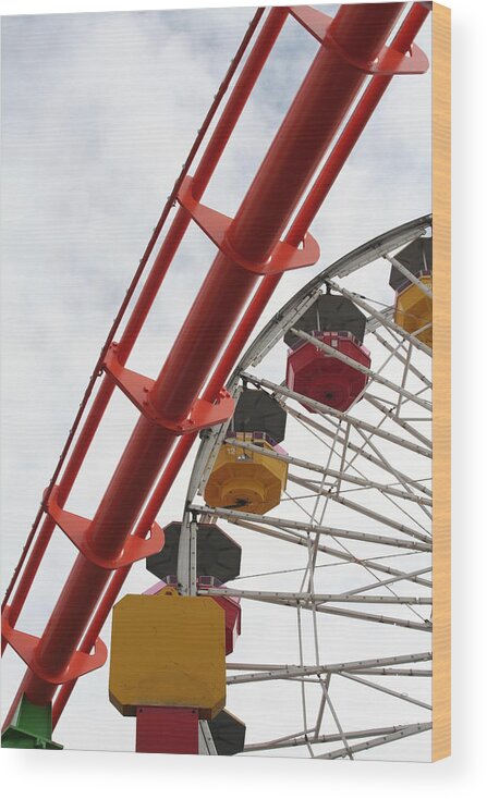 Amusement Wood Print featuring the photograph Coaster Wheel by David S Reynolds