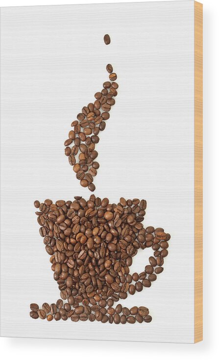White Background Wood Print featuring the photograph Coffee Grains by Taramara78