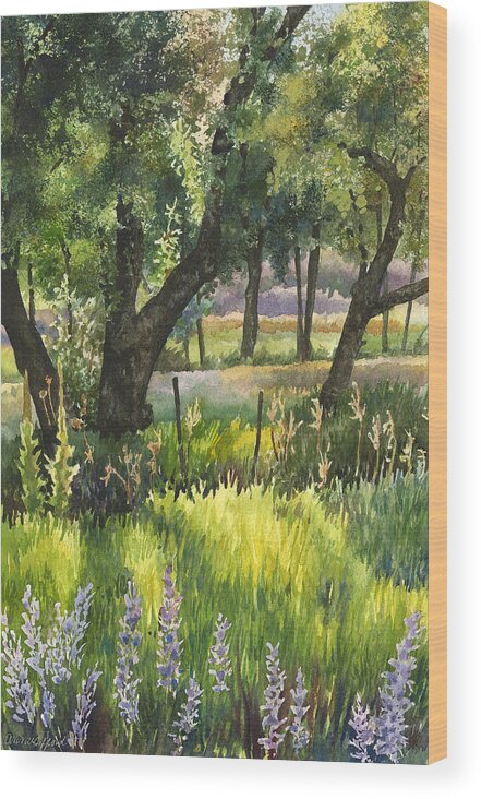 Tree Painting Wood Print featuring the painting Colorado Evening Shadows by Anne Gifford
