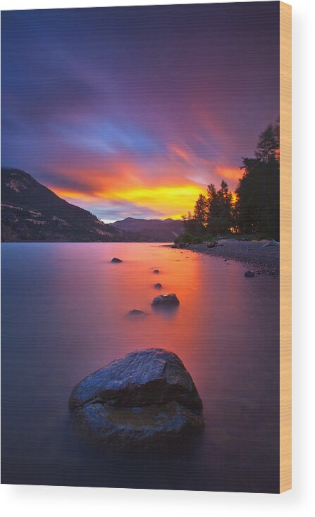 Sunset Wood Print featuring the photograph Columbia Morning Fire by Darren White