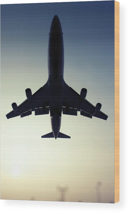 Outdoors Wood Print featuring the photograph Commercial Airliner by Greg Bajor