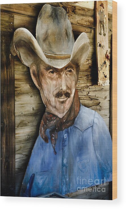 Cowboy Cutout Wood Print featuring the photograph Cowboy Bill Board Retired by Gary Warnimont