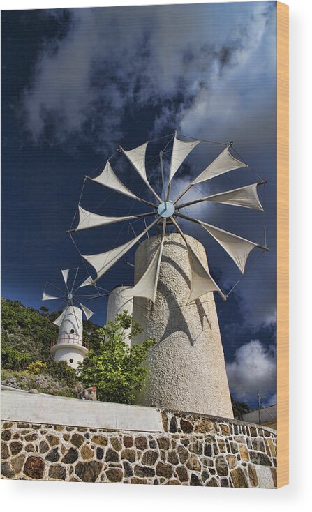 Windmills Wood Print featuring the photograph Creton Windmills by David Smith