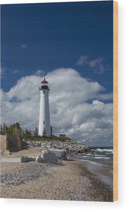 Crisp Wood Print featuring the photograph Crisp Point Lighthouse 15 by John Brueske