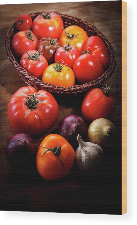 Yield Sign Wood Print featuring the photograph Crop Tomatoes by Letty17