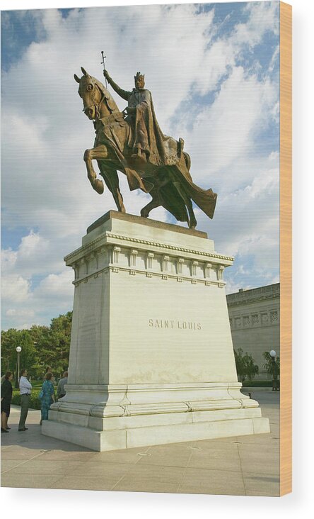 Photography Wood Print featuring the photograph Crusader King Louis Ix Statue In Front by Panoramic Images