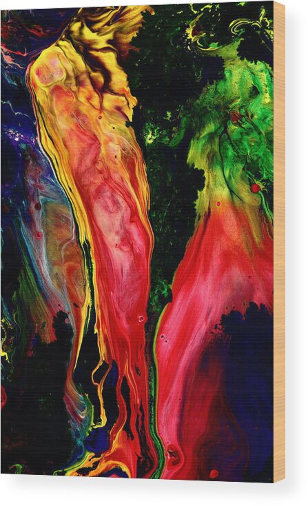 Red Abstract Art Wood Print featuring the painting Dancing Red Peppers by Serg Wiaderny