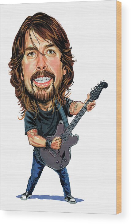 Dave Grohl Wood Print featuring the painting Dave Grohl by Art 