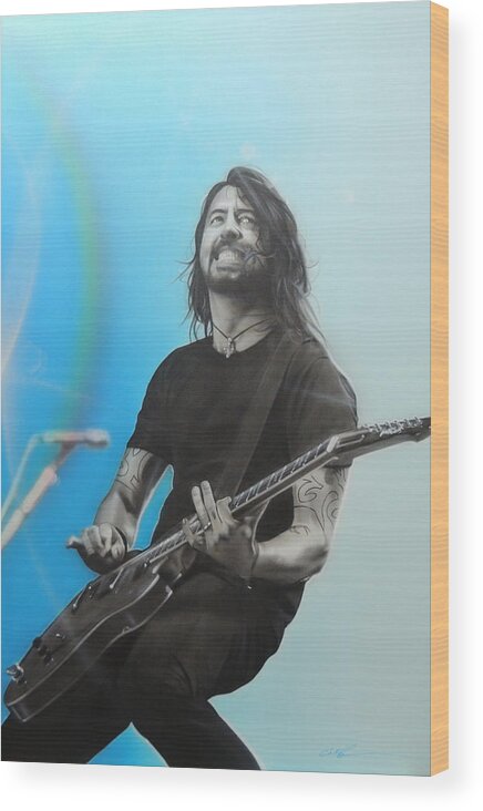 Dave Grohl Wood Print featuring the painting Dave Grohl by Christian Chapman Art
