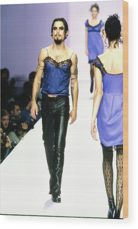 Indoors Wood Print featuring the photograph Dave Navarro On The Runway For Anna Sui by Guy Marineau