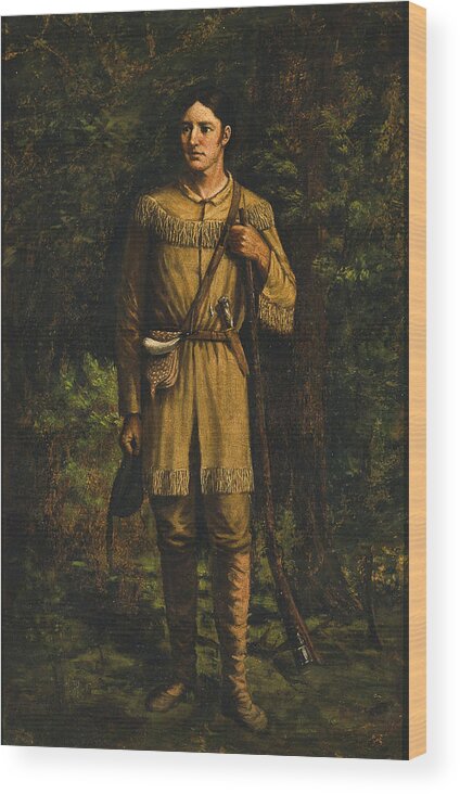 Davy Crockett Wood Print featuring the painting Davy Crockett by Celestial Images