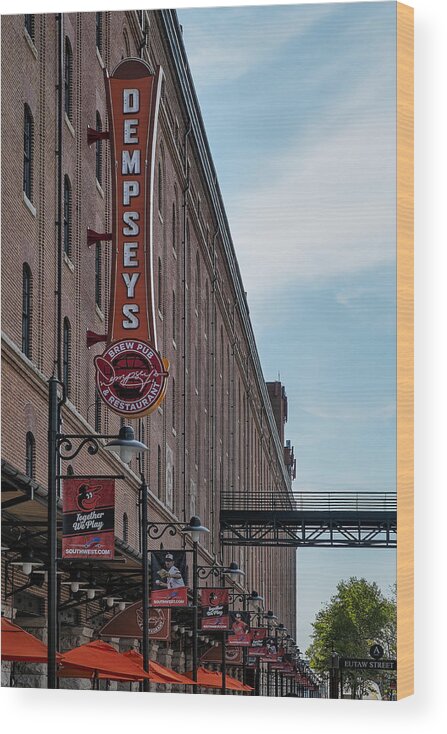 Baltimore Wood Print featuring the photograph Dempseys Brew Pub by Susan Candelario