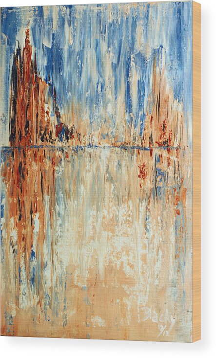 Desert Wood Print featuring the painting Desert Mirage by Donna Blackhall