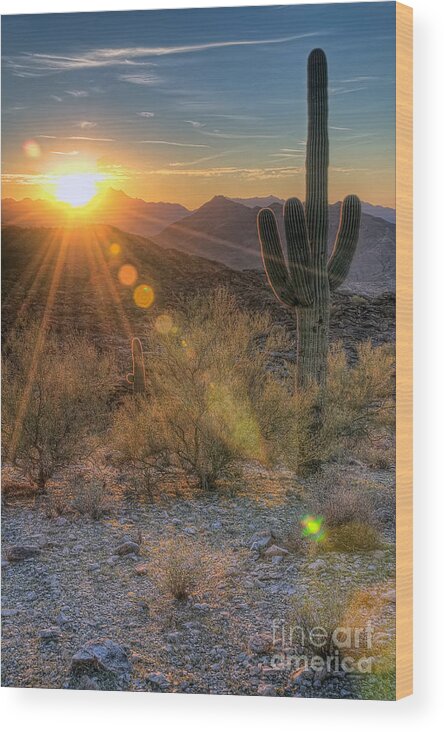 Desert Wood Print featuring the photograph Desert Sunset by Eddie Yerkish