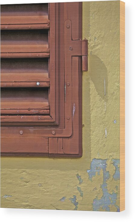 Art Wood Print featuring the photograph Detail of a Red Wood Window Shutter in Tuscany by David Letts