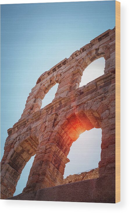 Arch Wood Print featuring the photograph Detail Of Arena In Verona by Deimagine