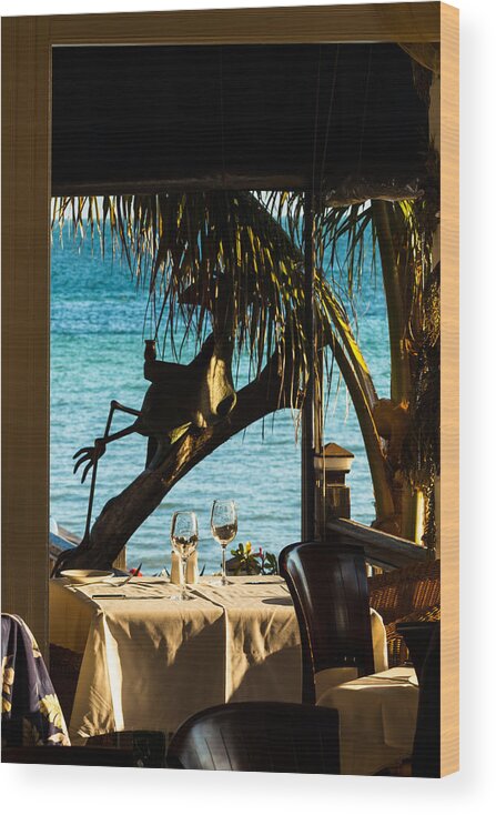 Backyard Wood Print featuring the photograph Dining For Two at Louie's Backyard by Ed Gleichman