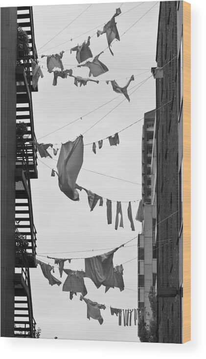 Hanging Laundry Wood Print featuring the photograph Dirty Laundry by Scott Campbell