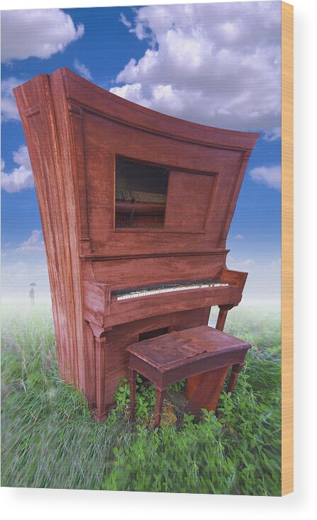 Distorted Upright Piano Wood Print featuring the photograph Distorted Upright Piano by Mike McGlothlen