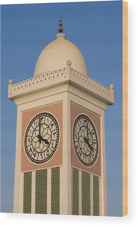 Capital Cities Wood Print featuring the photograph Doha Clocktower by Charles Bowman
