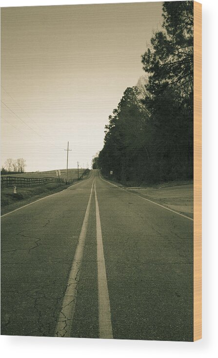 Road Wood Print featuring the photograph Don't Cross The Double Line by Eugene Campbell