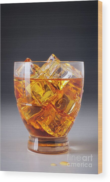 Alcohol Wood Print featuring the photograph Drink on ice by Carlos Caetano