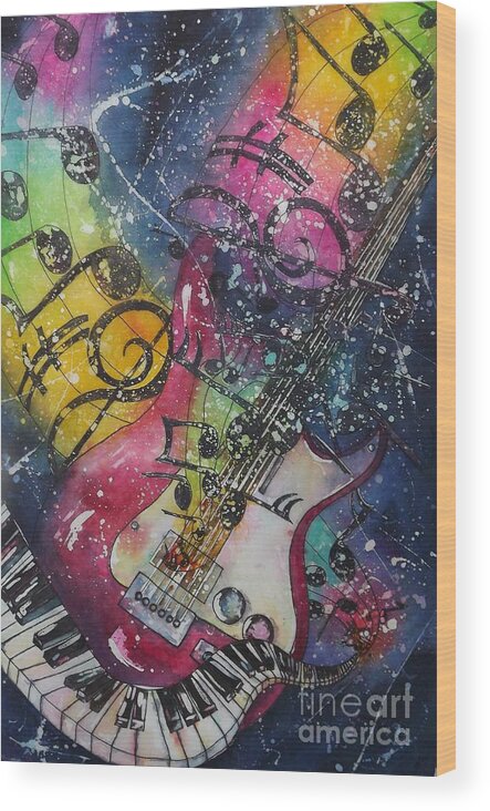 Guitar Wood Print featuring the painting Duet by Carol Losinski Naylor