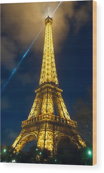 Paris Wood Print featuring the photograph Eiffel Tower at Night by Avian Resources