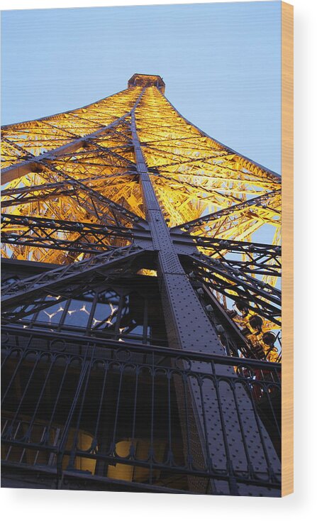 Antique Wood Print featuring the photograph Eiffel Tower - Paris France - 01133 by DC Photographer
