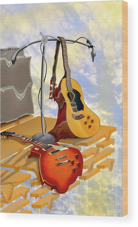 Les Paul Wood Print featuring the photograph Electrical Meltdown by Mike McGlothlen