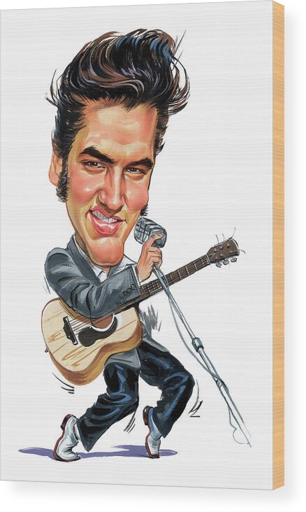 Elvis Presley Wood Print featuring the painting Elvis Presley by Art 
