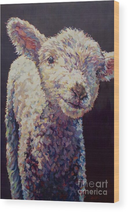 Sheep Wood Print featuring the painting Emma by Patricia A Griffin