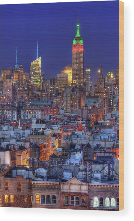 Tranquility Wood Print featuring the photograph Empire State Building Hdr II by Jean Surprenant