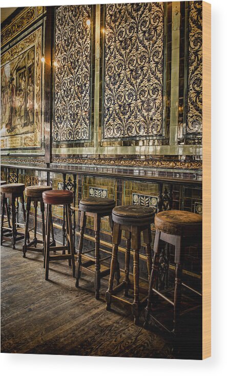Barstools Wood Print featuring the photograph Empty Pub by Heather Applegate